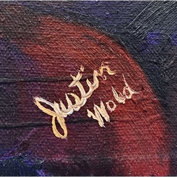 Tattoo Art Skull Painting Justin Wold Signed on Canvas Gothic Decor 11x17" - Picture 4 of 10